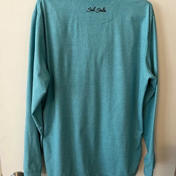 Bad Birdie Bell Air Golf Heather Turquoise Blue 1/4 Zip Pullover Mens Medium - Picture 6 of 9